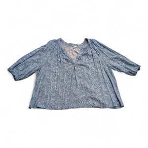 Crown & Ivy Plus Size 3X‎ Blue Floral Peasant Blouse